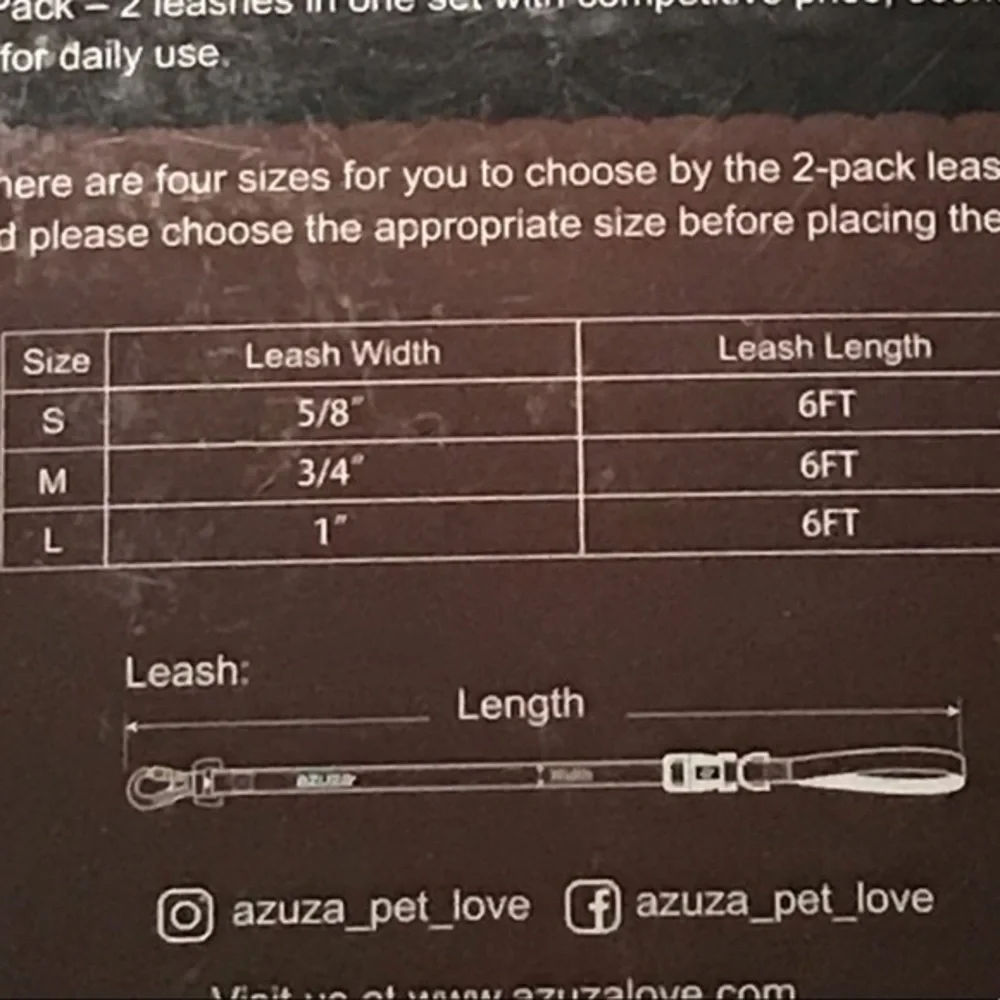 Azuza Pack‎ of 2 Small Dog Leashes